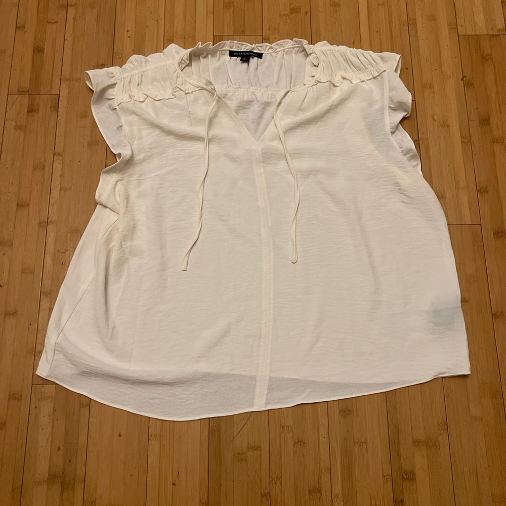 Zac & Rachel White Ruffle Sleeve Blouse